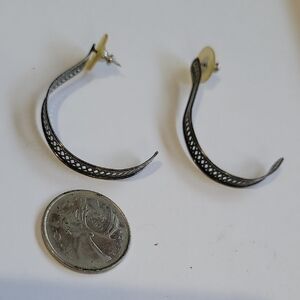 Black Curved Hoop Earrings